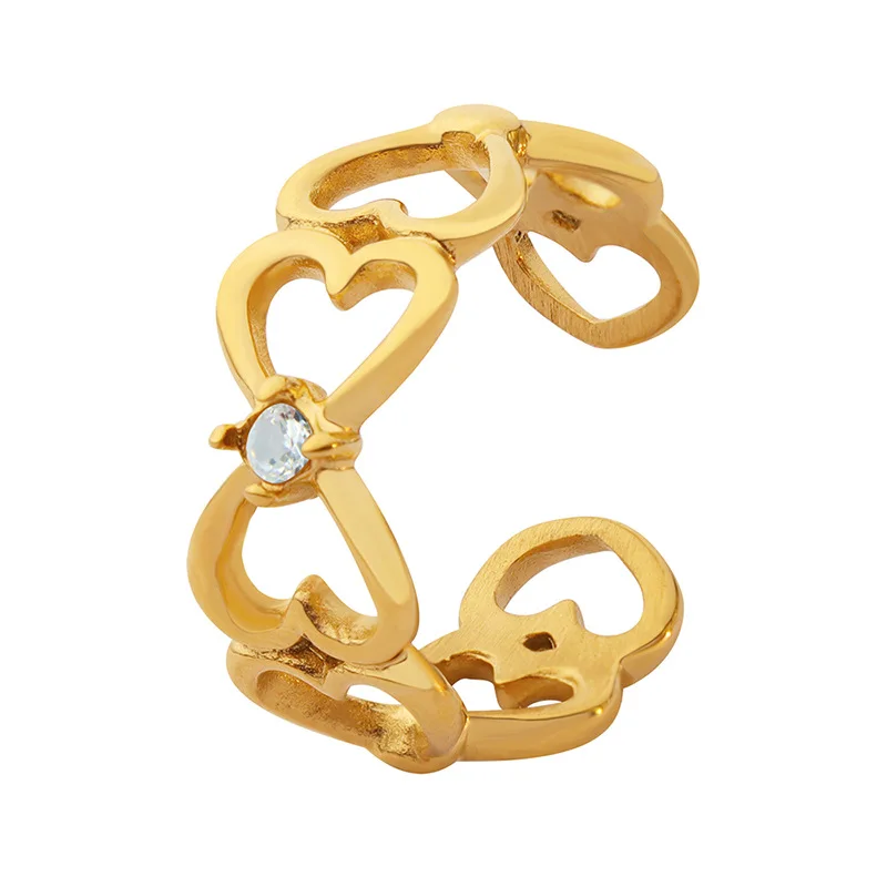 

Fashionable commuter open ring, personality, versatile sweetness, trendy design, inlaid zircon ring