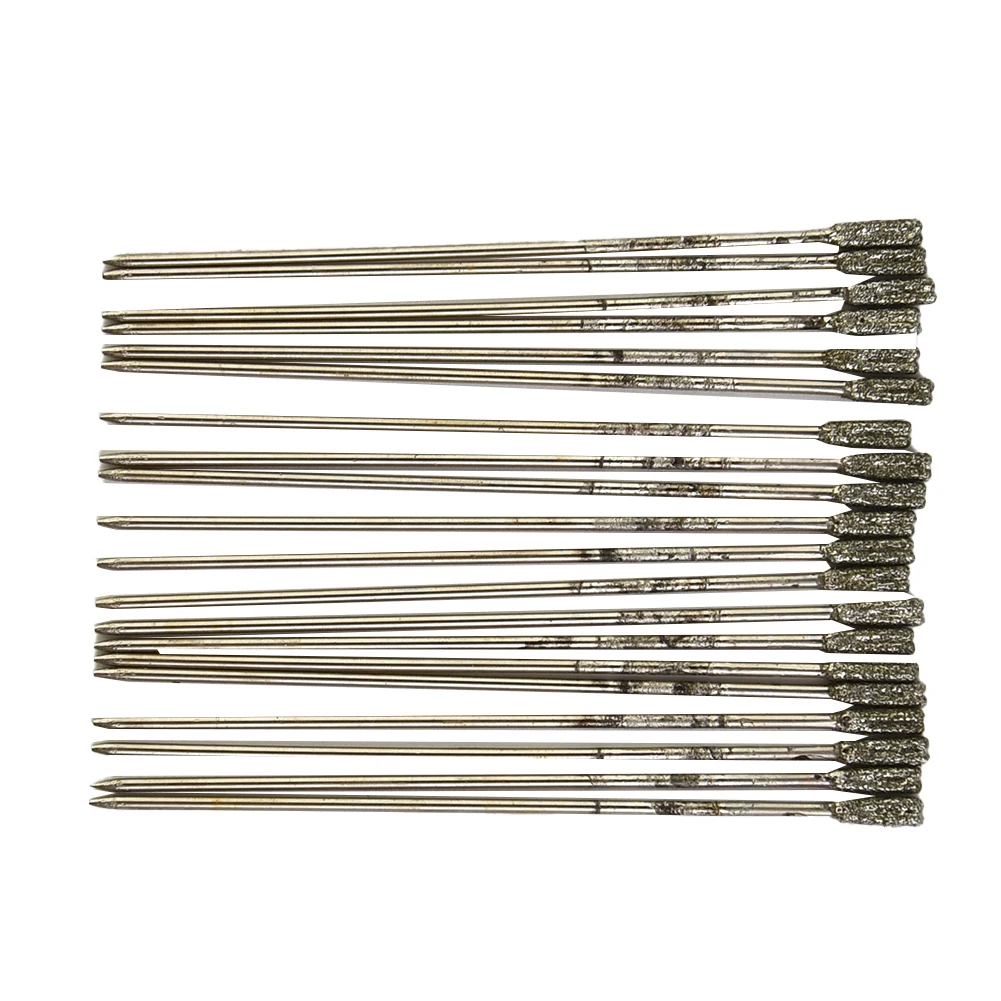 20Pcs 1/1.2mm Lapidary Drill Bit Solid Bits Needle Set For Jewelry Ceramic Jade Agate Glass Amber Drilling Tool Power Tools