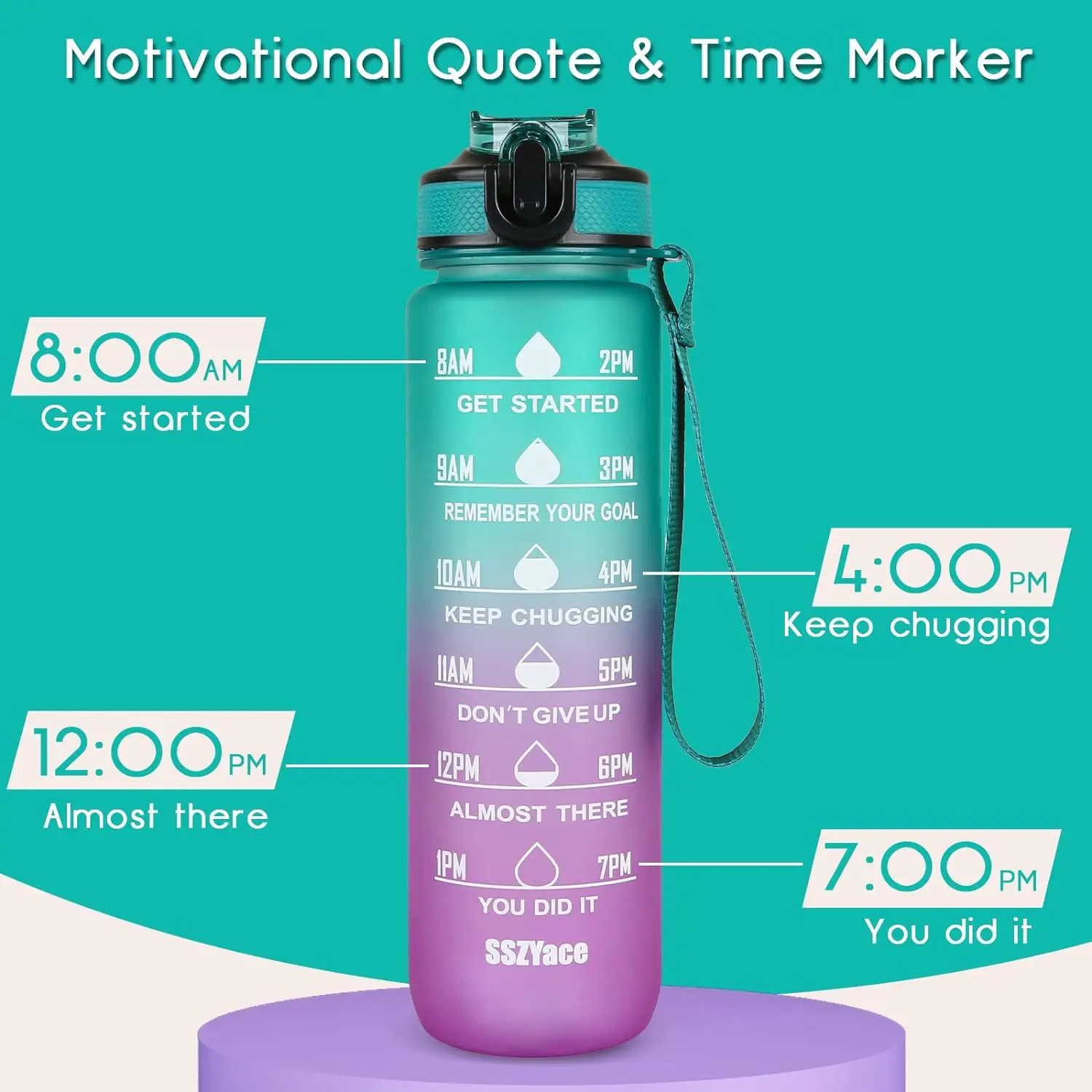 Cross-border sports water cup pot large capacity sippy cup gradient space casual cup portable Water Bottle  Amazon explosive cup