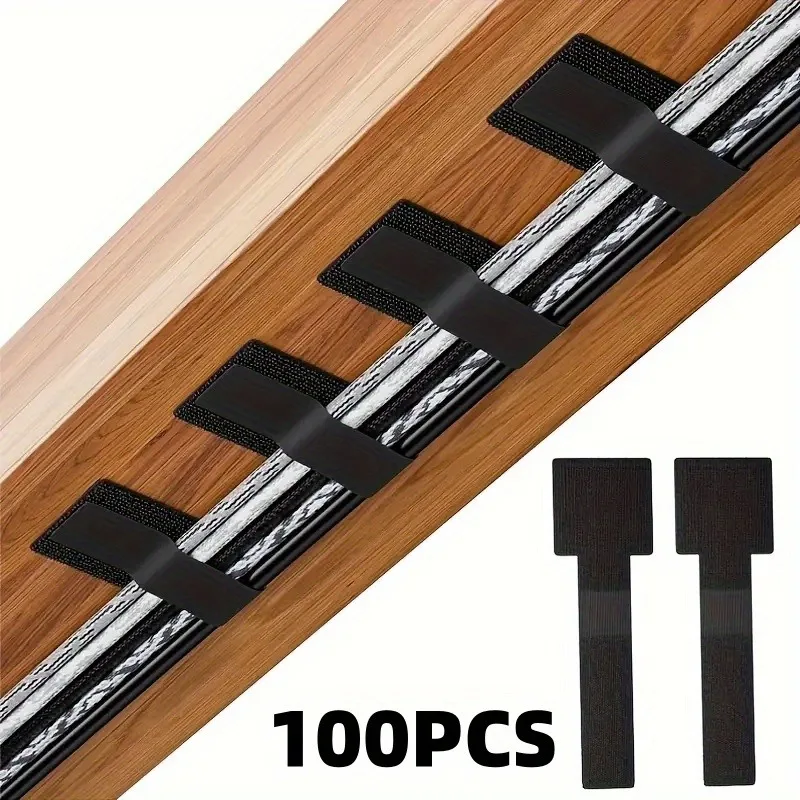 Multifunctional Self-Adhesive Cable Ties 100 Points Strong Desktop Office Cable Management Straps Black Gray White