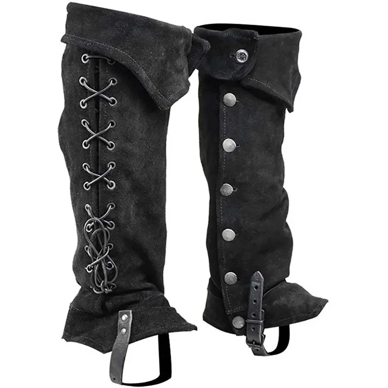 Armadura de pierna gótica Medieval Punk para hombres y mujeres, funda de botas de vendaje de caballero guerrero vikingo, cubierta de zapatos de Cosplay, protector de pie Retro, 1 par