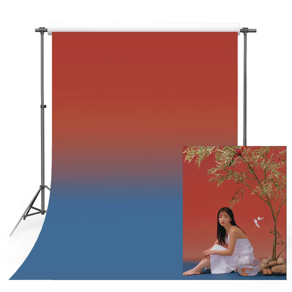 

Mehofond Red Blue Gradient Photography Backdrop Solid Color for Adult Maternity Birthday Wedding Party Background Photo Studio