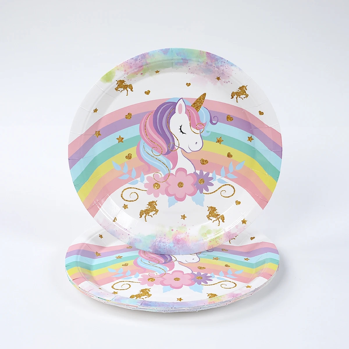 Regenbogen-Einhorn Einweggeschirr für die 1. Geburtstagsfeier – Einhorn-Motto-Dekorationen für Kinder, Hochzeiten, Babypartys und Mädchen-Partys – Detail 2