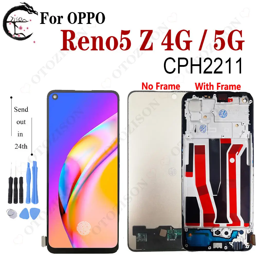 Incell CPH2211 LCD With Frame For OPPO Reno5 Z Display Reno 5Z LCD 4G 5G Screen Touch Sensor Digitizer Assembly Replacement