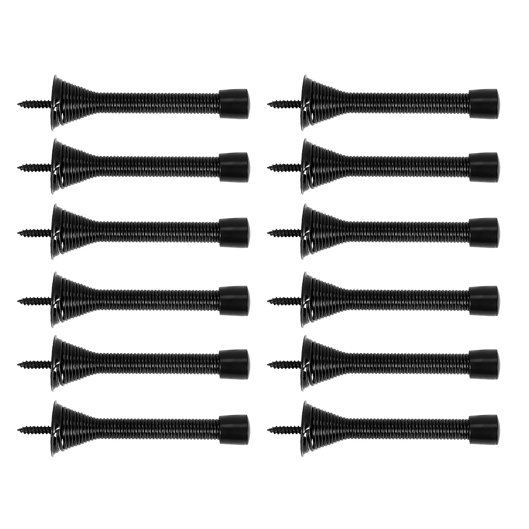 

Упаковка из 12 черных пружинных дверных упоров, гибкий пружинный дверной стопор, дверной стопор, настенный протектор с низкими установленными черными резиновыми насадками для бампера-