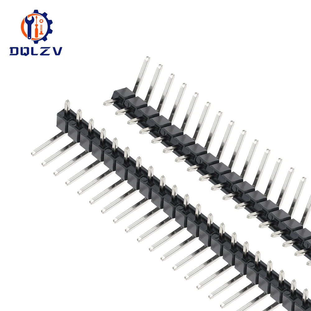 Connector Socket 2.54mm Pitch Strip 1X/2/3/4/5/6/8/10/40 Pin Single Row Right Angle Male Pin Header 3P/4P/6P/8P/20P/40Pin