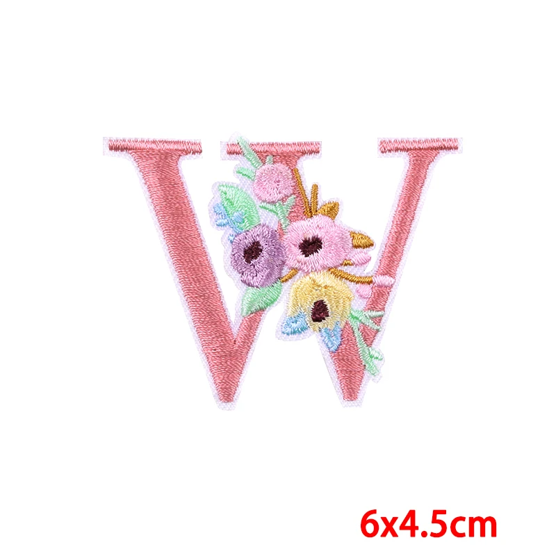 English Letters Flowers Embroidered Patches For Children Clothing Bags Jeans Sewing On Accessories DIY Name Patch Applique Badge