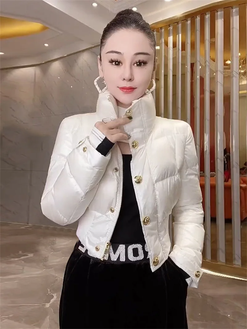 Korean Down Cotton Jacket Women 2025 New Winter Loose Stand-up Collar Casual Short Waterproof Parka Outwear Ladies Warm Overcoat