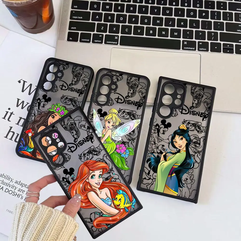 Disney Princess Ariel Mulan Shell Case For Samsung Galaxy S24Ultra S23 S21 S20 Fe S10 S9 S8 Plus S23 S24 Ultra Cqoue Matte Cover