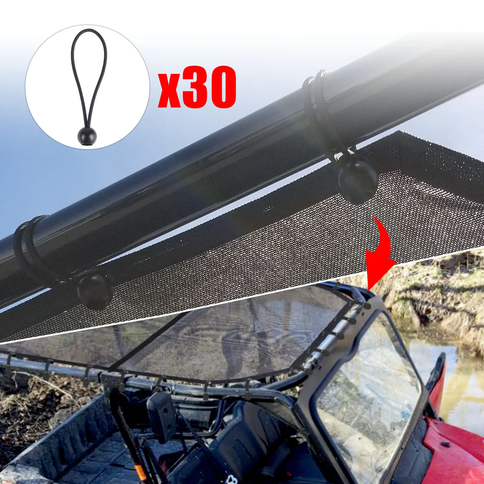 

UTV Sunshade Top Soft Roofs Cover UV Blocker for Honda Pioneer 1000 Series & 1000-5, Heavy Duty Waterproof Fabric