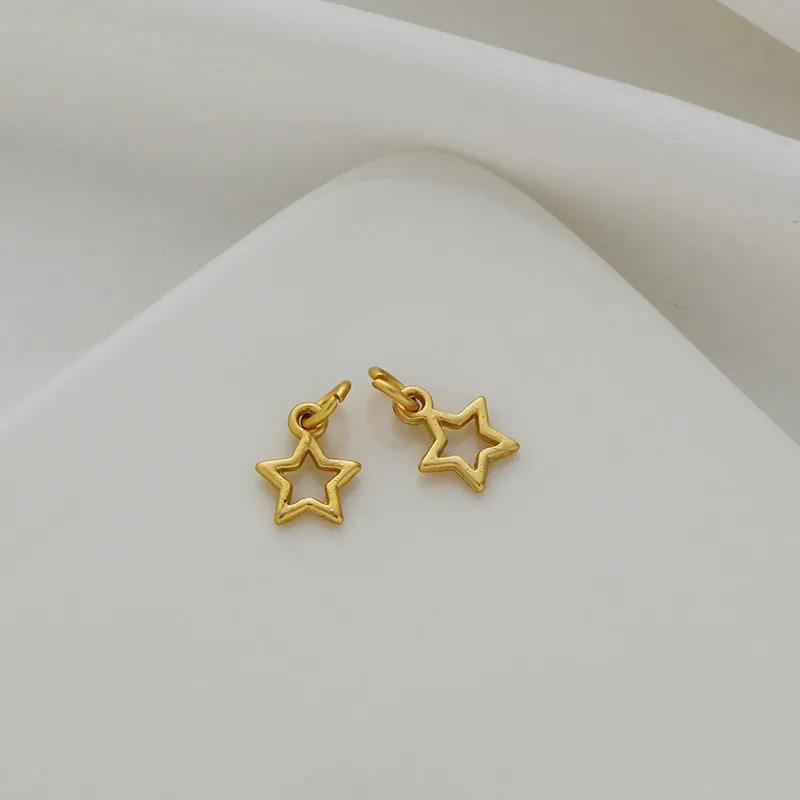 18K Gold Plated Matte Gold Hollow Pentagram Pendant Charm 10mm For DIY Handmade Bracelet Necklace Earring Jewelry Findings
