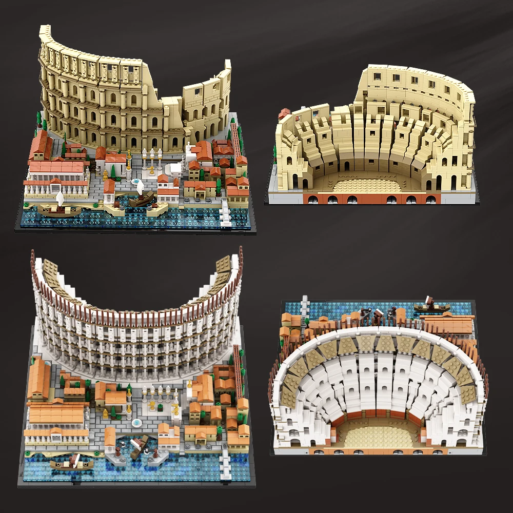 MOC Colosseum Model Building Blocks Elliptical Architecture Flavian Amphitheatre DIY Bricks Roman Forum Toy Sets Gift Kids Adult