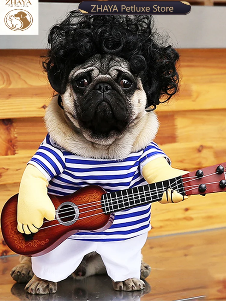 Dog Clothes Funny Pet Guitar Transformation Dress Exploding Head Corgi Creative Clothing Cat Funny Trend Clothing