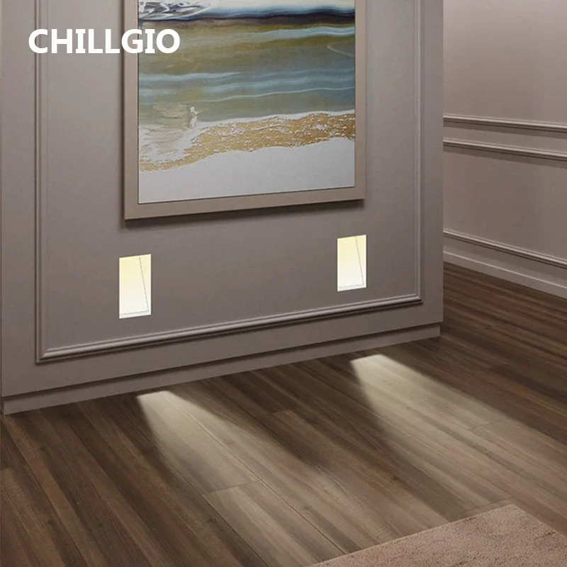 CHILLGIO Magnetic Sensor Staircase Light Step Outdoor Modern Night Lighting Waterproof Interior Recessed In Shadeless Stair Lamp