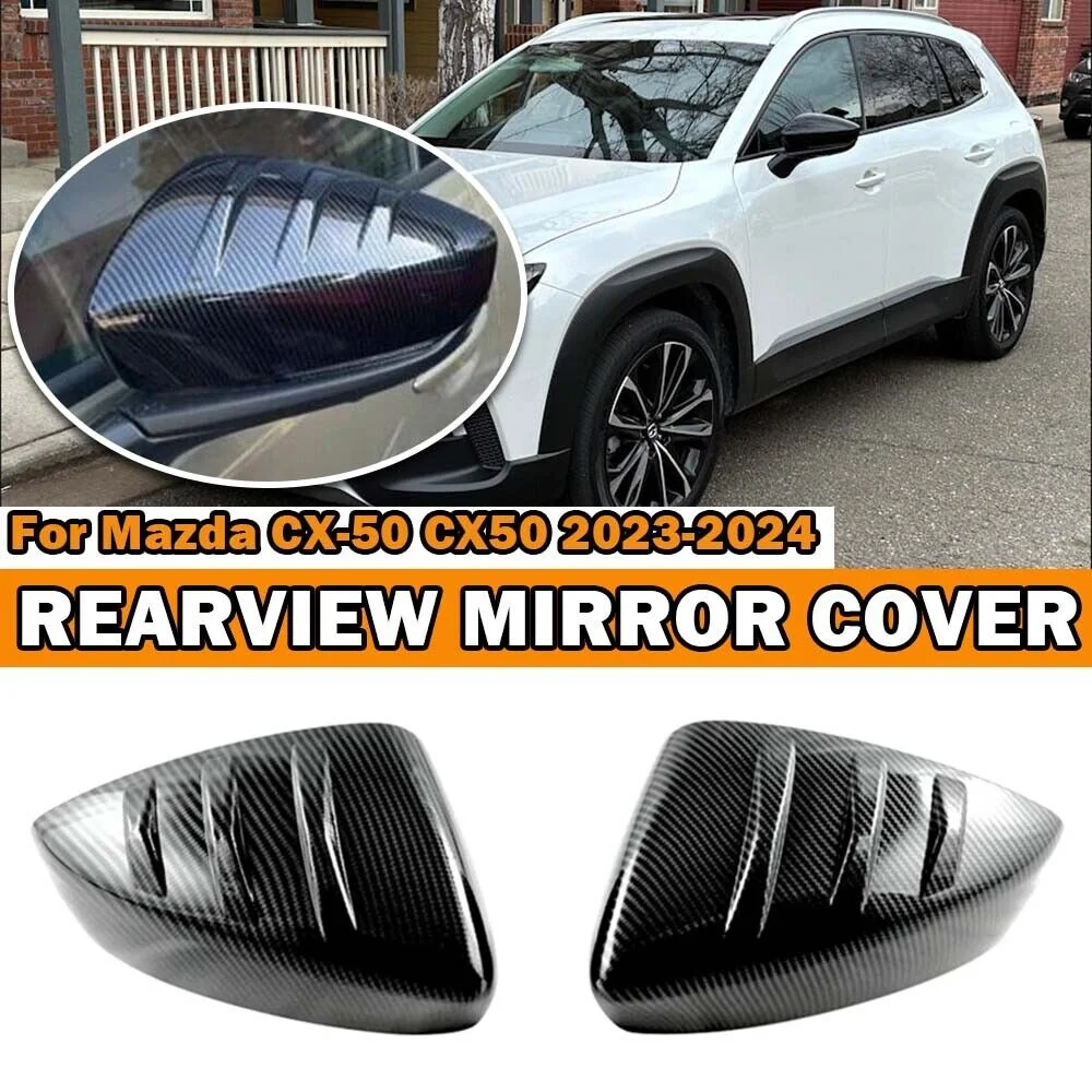 

For Mazda CX-50 CX50 2022-2024 Car Sticker Rearview Side Mirror Cover Wing Cap Exterior Door Rear View Case Trim Carbon Silver