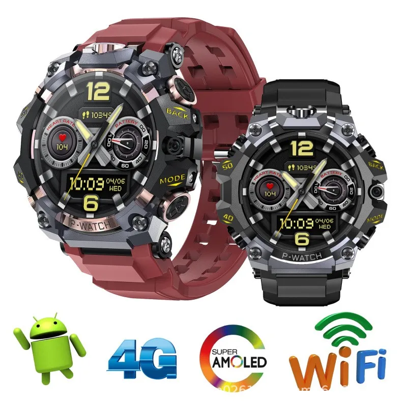 

1,508-дюймовые умные часы Amoled с круглым экраном, GPS-навигатор, 4G SIM-карта, WIFI HD-камера, Bluetooth-видеозвонок, умные часы для мужчин