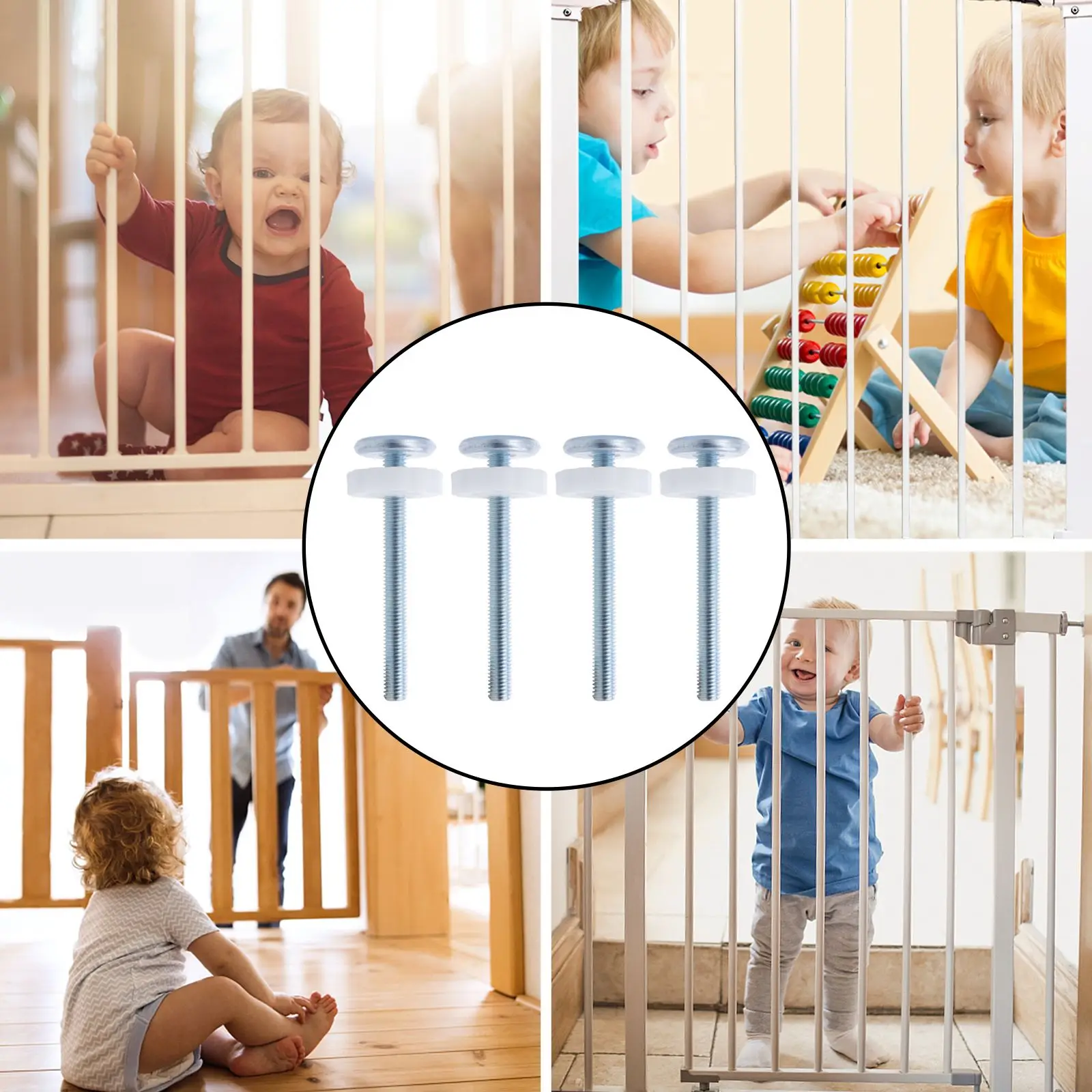 

4 pcs Pressure Mounted Threaded Spindle Rods Gate Screw Bolt Hardwares For Safety Stair Gate Durable Metal