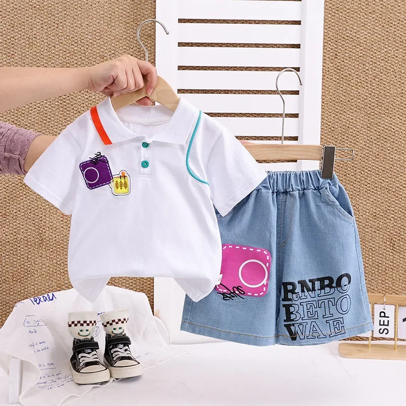 

New Summer Baby Clothes Suit Children Boys Casual Short Sleeved T-Shirt Shorts 2Pcs/Sets Infant Clothing Set Kids Tracksuits