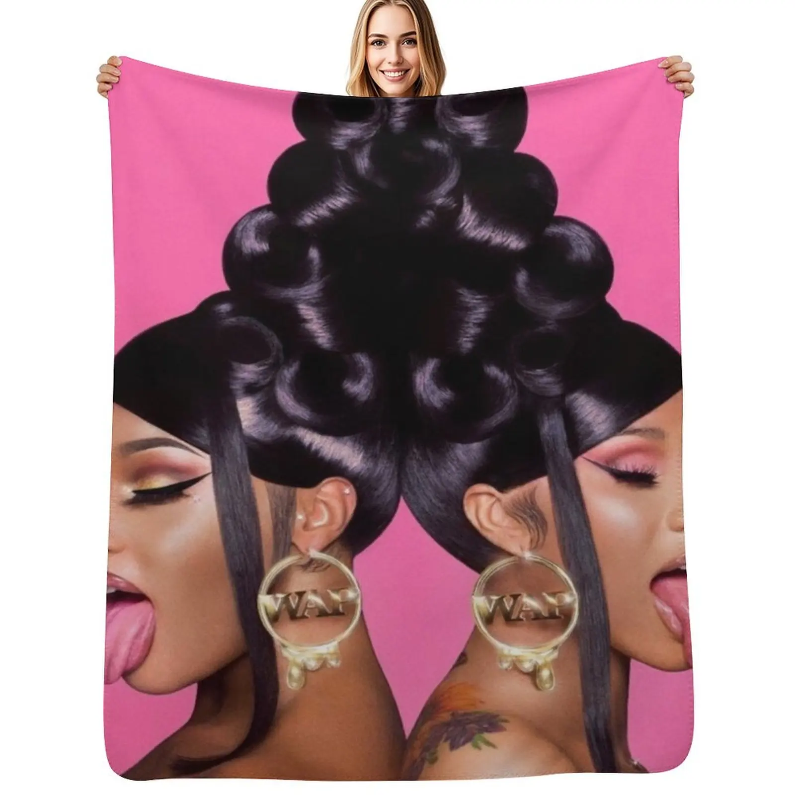 

WAP Cardi B and Megan Thee Stallion Throw Blanket Stuffeds Decorative Sofas heavy to sleep Bed linens Blankets