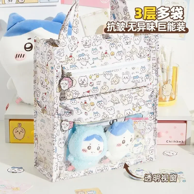 Chiikawa Anime Kawaii Sanrio Storage Tote Bag Cute Cartoon Students Cute Cartoon Large Capacity Waterproof Handbag Gifts Toys