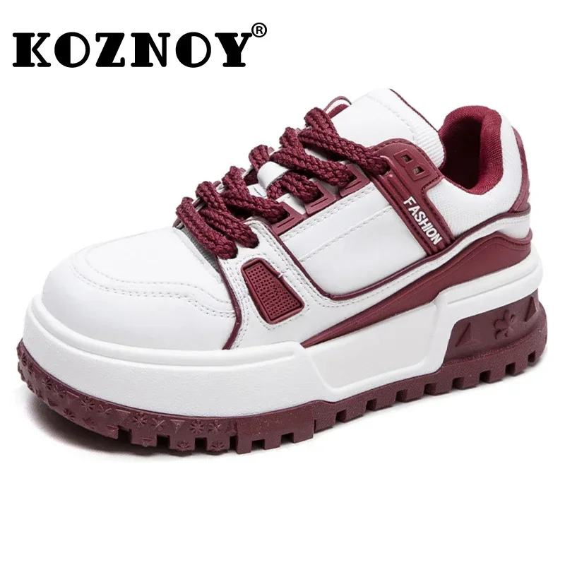 Koznoy 5cm Microfiber Leather Suede Spring Female Autumn Chunky Sneakers Platform Wedge Shoes Ankle Boots Sneakers for Women