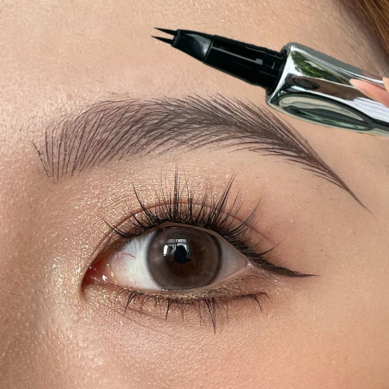 2 Point Wild Eyebrow Pencil 0.01mm Ultra-fine Water Liquid Eyeliner Lower Lashes Pen Lasting No Blooming Eye Brows Korean Makeup