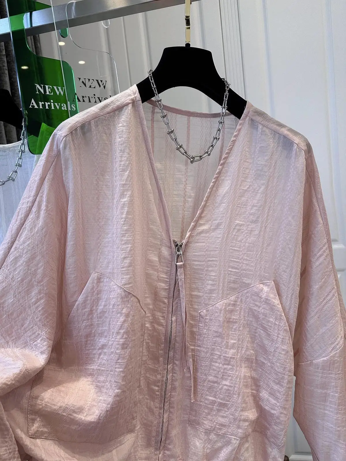 plus Size V-Neck Summer Sun Protection Clothing Men Women Thin Drawstring Pleated Lightweight Outerwear Casual Loose Fit Shirt