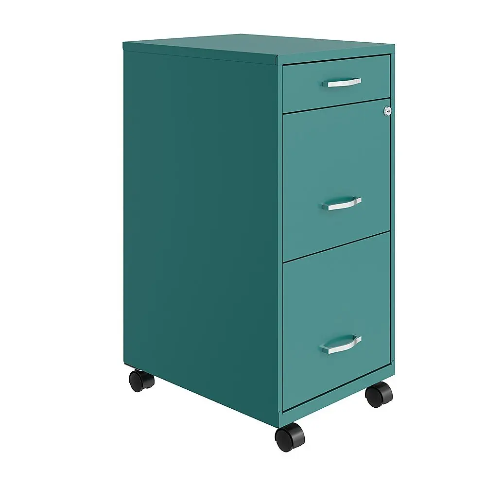 18" Deep 3 Drawer Mobile Metal File Cabinet with Pencil Drawer