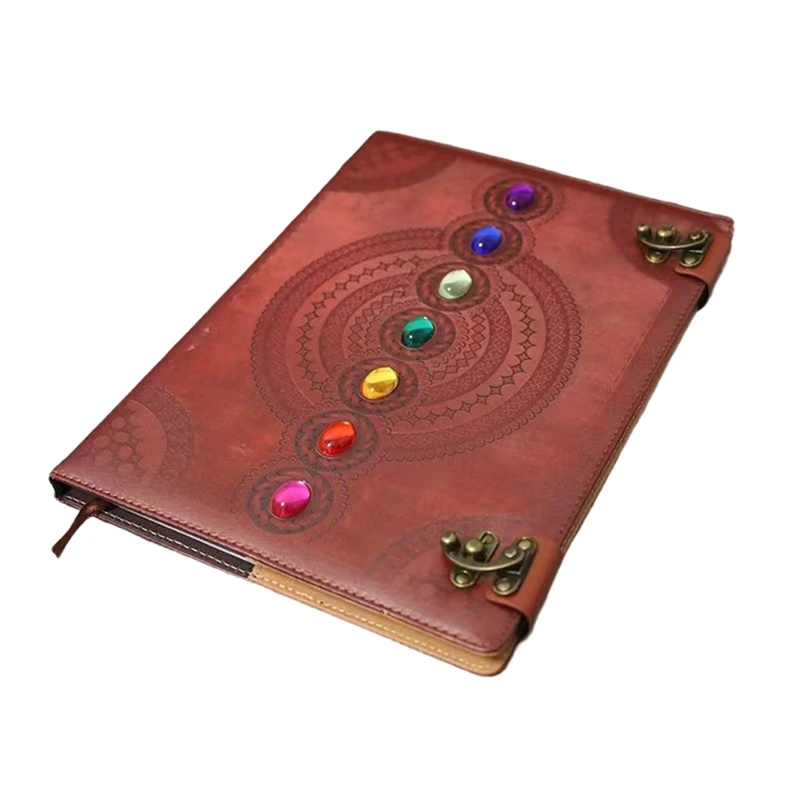 Book Of Shadows Leather Journal Book Seven Chakra Medieval Stone Embossed Handmade Notebook Office Diary College Book