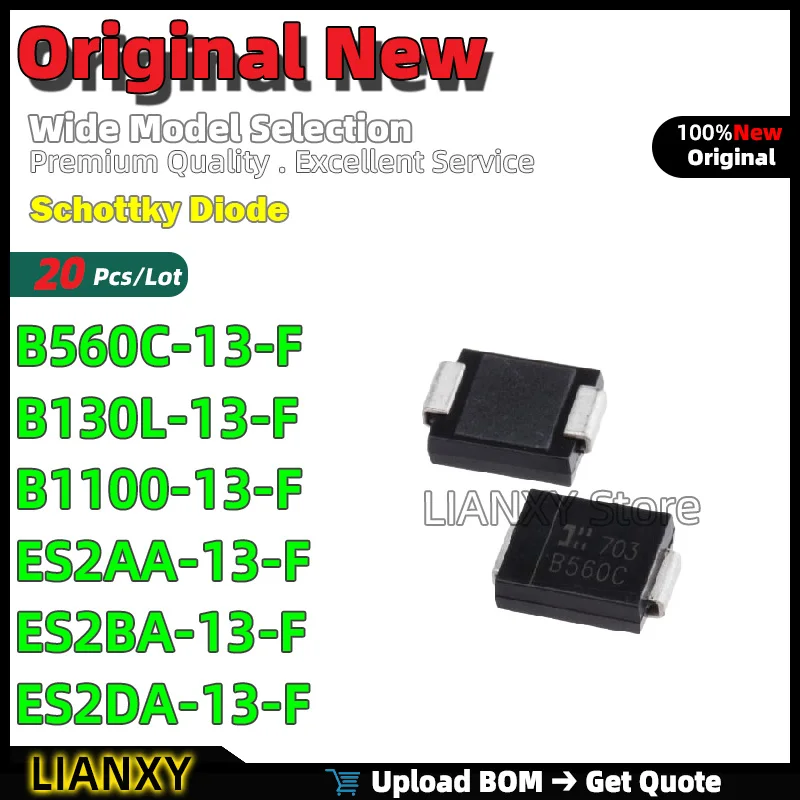20pcs SMA B560C-13-F B130L-13-F B1100-13-F ES2AA-13-F ES2BA-13-F ES2DA-13-F Schottky Diode New Original