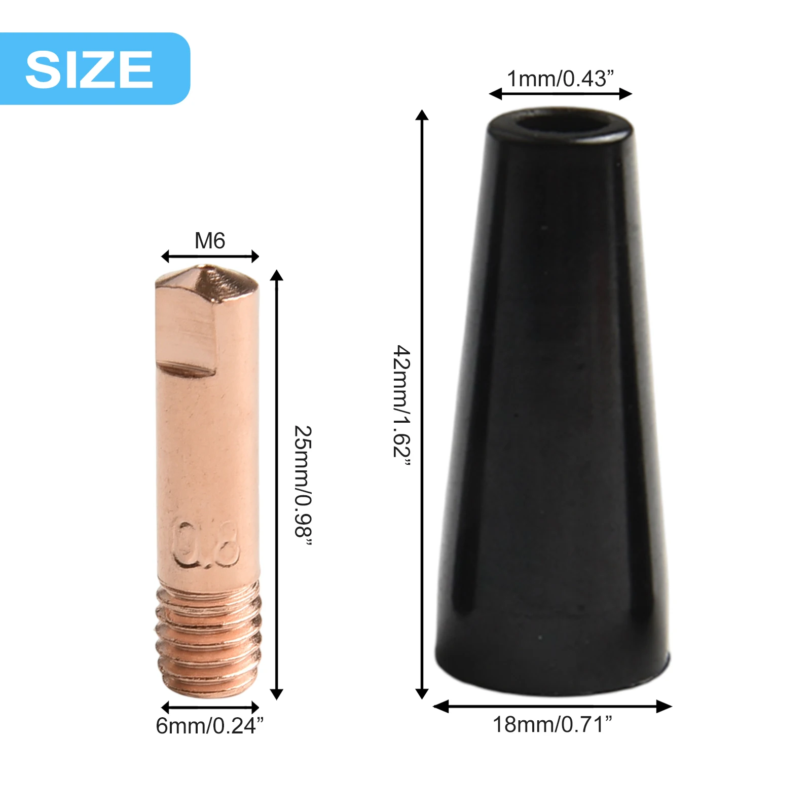 

Flux Core Tips Gasless Nozzle Tips Copper And Brass Material Extended Service Life Copper Conductive Tips For Welding