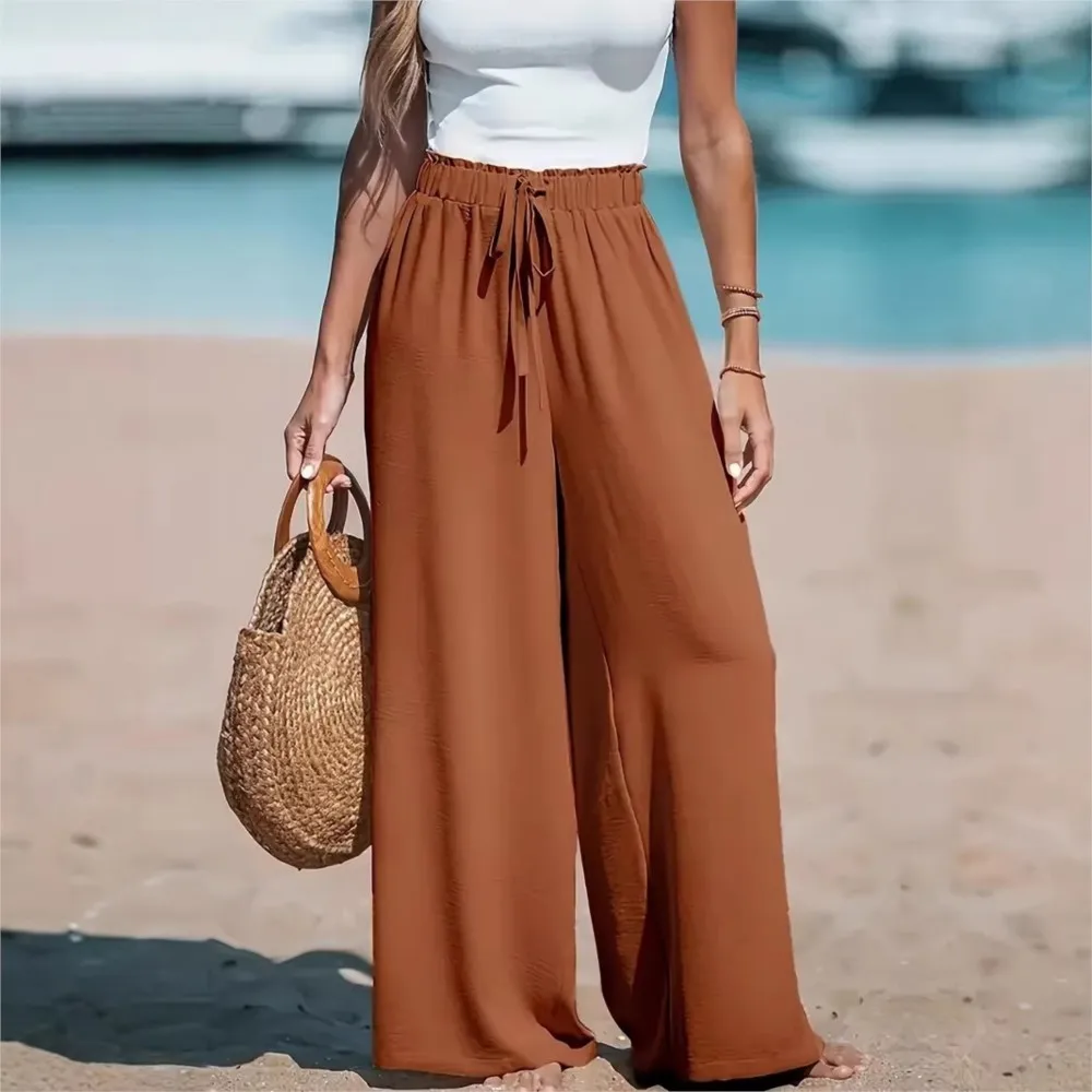 2026 Women's Clothing Wide Leg Pants Fashionable Casual Comfortable Long Pants Solid Color Pants Simple Style All-match Trendy