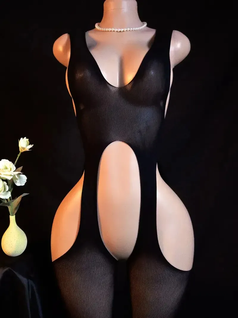 Hot Mesh Hollow Out Bras Body Suits Erotic Lingerie Women Open Backless Crotchless Bodystocking Sexy Temptation Underwear Sets