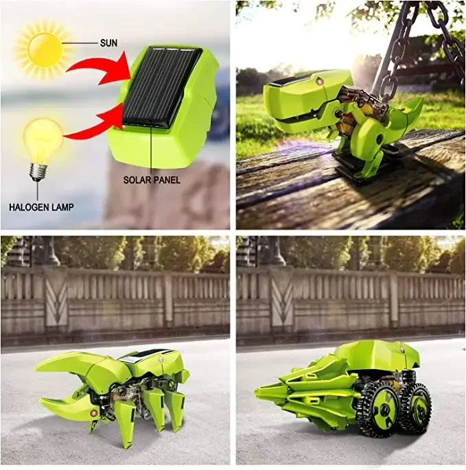 Solar Robot Toy Kit for Kids, Jogos de Construção, Dinossauro, Tiranossauro, Rex, Besouro, Ciência, Aprendizagem, Experimento Educacional, 3 em 1