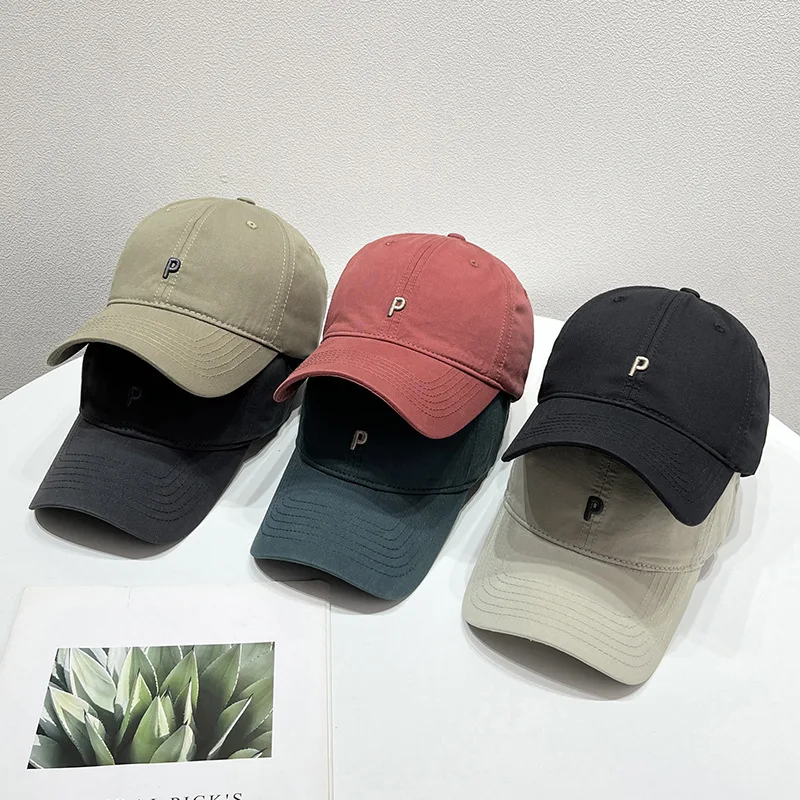 

Letter P Embroidery Soft Top Baseball Cap Adjustable Trendy Casual Hat, Sun Protection for Daily Outdoor Summer Wear
