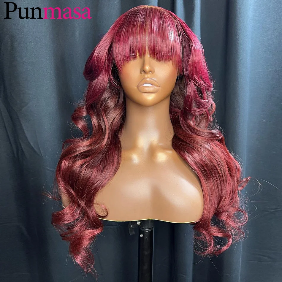 Wear Go 13X4 13X6 Highlight 99J Red Body Wave Lace Front Human Hair Wigs PrePlucked 5X5 Closure Wig Transparent Lace Frontal Wig