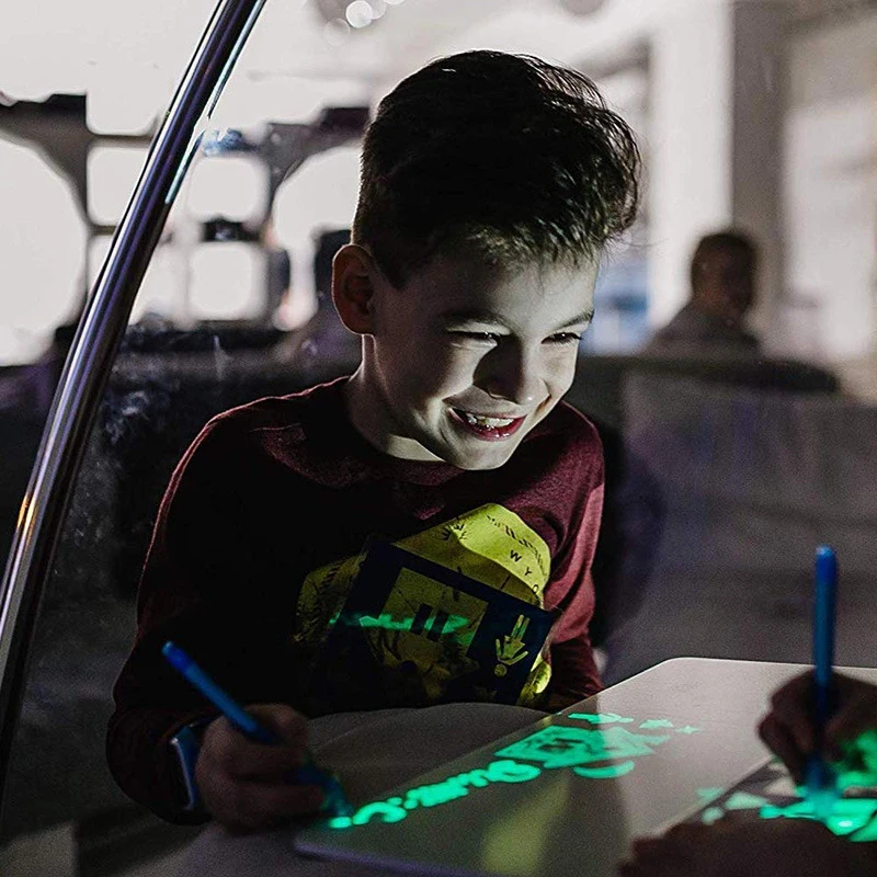 Tablero de dibujo iluminado de gran tamaño para niños y niñas, juguete educativo para pintar, con luz en la oscuridad, bricolaje, 2019