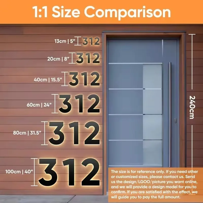 Metal illuminated Led House Numbers Light Outdoor Waterproof Home Hotel Door Plates stainless steel Sign Address