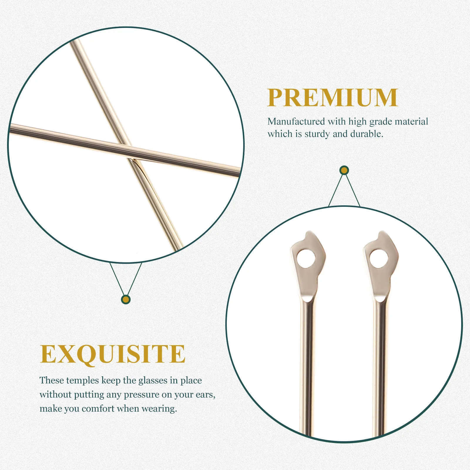 1Pair Metal Eyeglasses Temple Replacement Kit Easy Install Universal Fit Comfortable Lightweight Nonslip Glasses Arms Legs