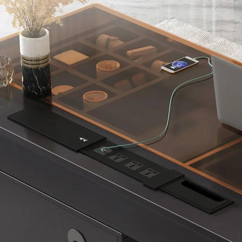 مكاتب مكتبية محلية TTTCorner زجاجية بساطتها لوحة صخرية للكمبيوتر مكاتب مكتبية بسيطة للدراسة Escritorios أثاث العمل QF50OD #3