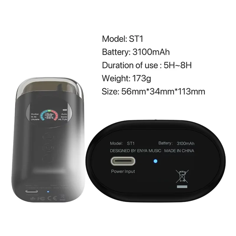 A99I-Smart Automatic Guitar Tuner, Full-Color LCD Screen - Metronome & String Winder - For Electric Guitars, Acoustic Guitars