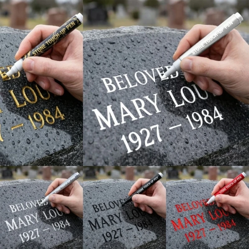  Colorful Tombstone Marker Pen Waterproof Paint Pen For Restoring Grave Inscriptions Gravestone Lettering, Stone Painting