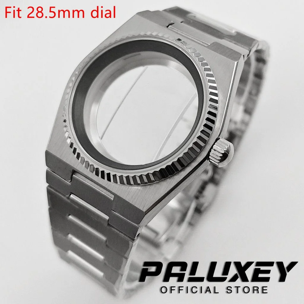 PRX NH35 40MM met zilveren ring saffierkristal gecanneleerde bezel horlogekasten onderdelen voor PRX Super Player NH34 NH35 NH36 NH38 beweging