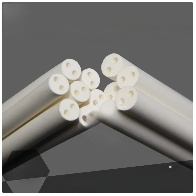 10pcs 99 High-Purity Dual Hole Corundum Tube Thermocouple Core High-Temperature Resistant Porous Ceramic Tube 1Meter