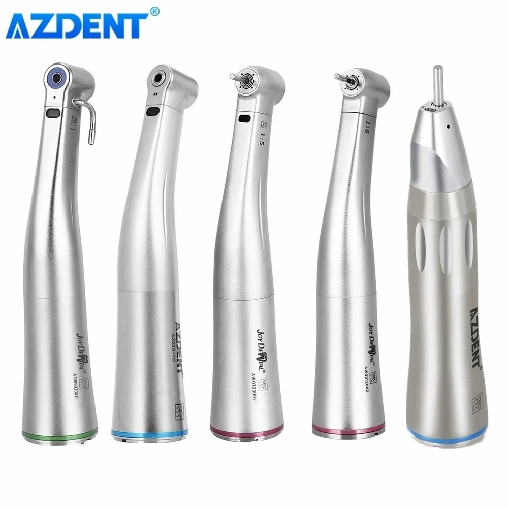 

Dental Low Speed Handpiece AZDENT 1:5 1:1 Fiber Optic LED Contra Angle Ceramic Bearing Internal 4 Spray Button Dentistry Tools