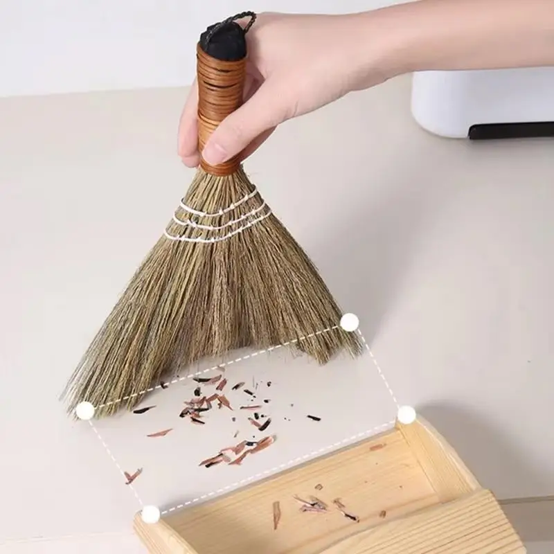 Handmade Miscanthus Cleaning Sweeper Non-Static Natural Material Cleaning Tool for Home Office Pet Hair Dust Removal