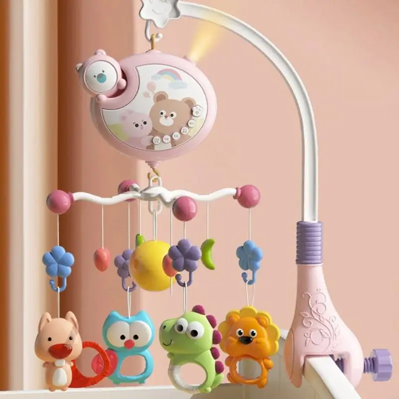 Rotierende Baby Krippe Mobile Musik Projektor Fernbedienung 400 Songs Tier Stern Lichter Visuelle Tracking Spielzeug A2UB