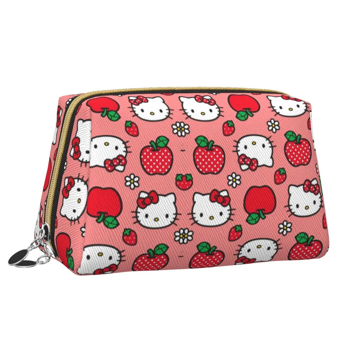 Hello Kitty Apples Collages Modern Cosmetic Bags Home Large Capacity Makeup Bag Women Necessaries Pu Leather Storage Organizers