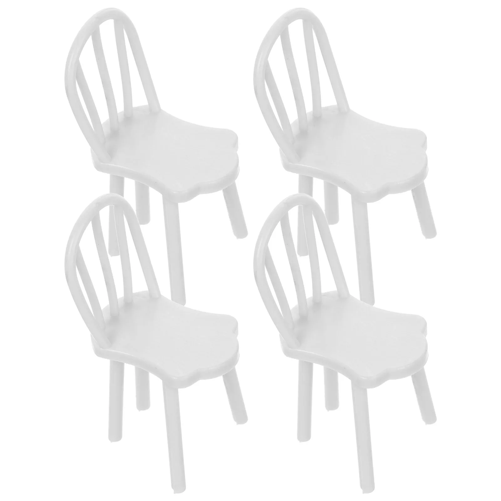 

4Pcs Miniature Chair Vintage Style Compact Size PVC Smooth Surface Multi-Use Decorative Mini House Furniture Supplies