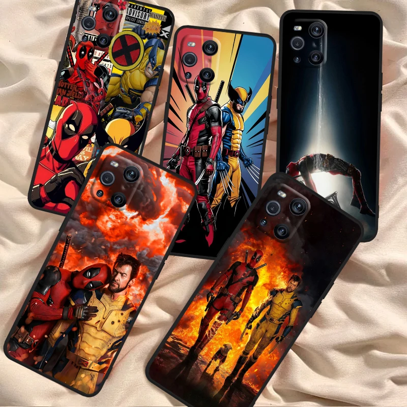 

Marvel Deadpool Wolverine Cool For OPPO Find X6 X5 X3 A54S A5 A94 A16 A53S A57 A74 A72 A98 A78 A96 A9 5G Black Cover Phone Case